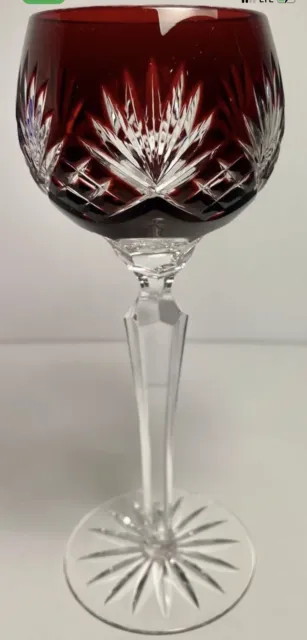 Caroline by Ajka 8 3/8 inch Cut to Clear Crystal Water Goblet 9 Point Fan Design