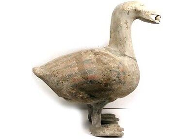 Ancient Han China Goose and Snail (Color) Large Painted Ceramic Statuette 100BC