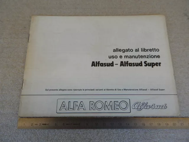 Alfa Romeo Alfasud - Super 1980 Allegato Manuale Uso Manutenzione Originale