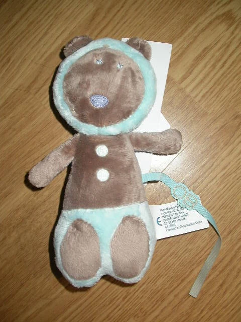 Doudou PELUCHE ESQUIMAU RENARD OB OBAIBI OKAIDI BLEU GRIS TOUT DOUX