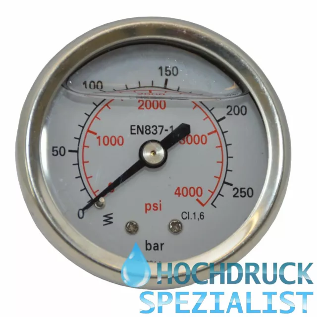 Manometer, Hochdruckmanometer mit 1/4" Anschluß hinten, glyceringedämpft