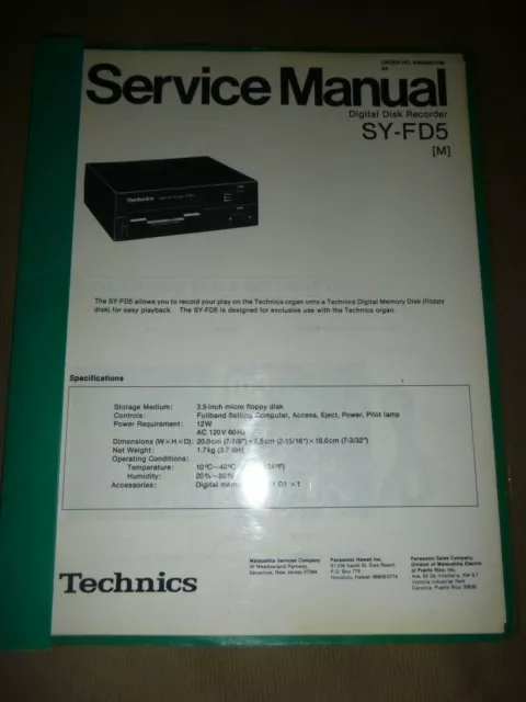 Manual de Servicio ~ Grabadora de Disco Digital Technics modelo sy-FD5 con ESQUEMAS