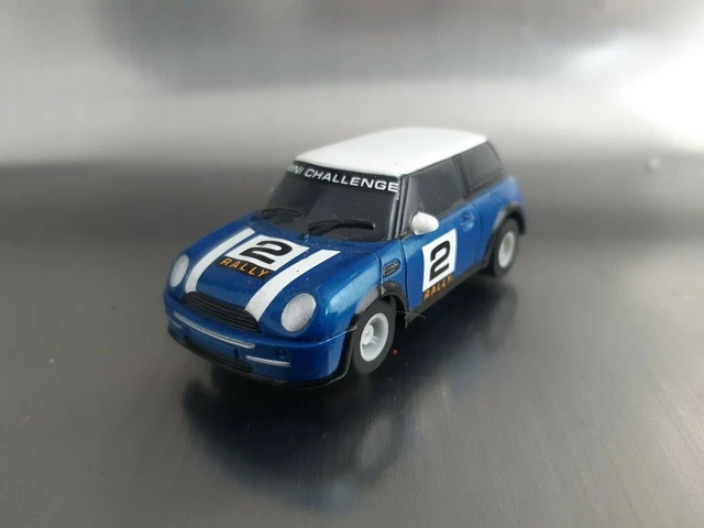 Micro Scalextric Car Blue BMW Rally Mini Number 2 Mini Challenge Working 1:64