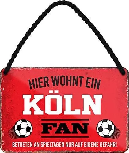 Schilderkreis24 - Blechschild "Hier wohnt EIN Köln Fan" - Deko Metallschild Schi