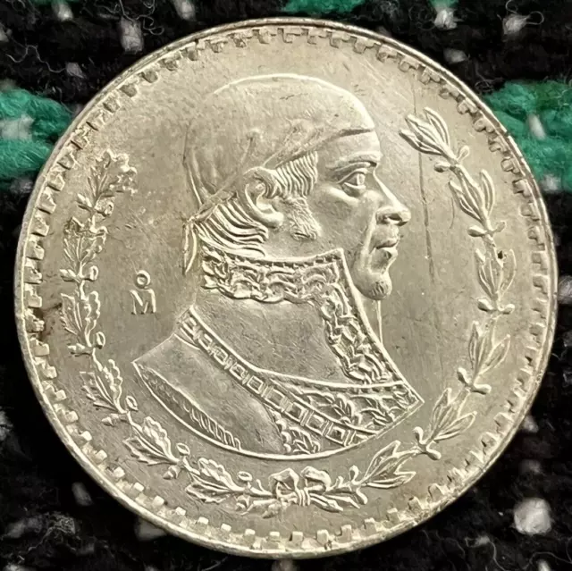 1966 Mexico 1 Peso Vintage Mexican Xf Coin Km 459 Eagle Silver .100