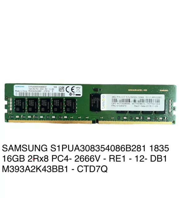 RAM SAMSUNG  16 GB 2Rx8 PC4-2666 -RE1-12-D81 M393A2K43BB1-CTD7Q  S