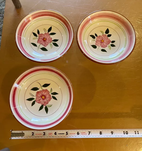 Lot Set 3  Stangl Pottery Wild Rose Custard Dish 5 1/2” Berry Fruit Bowl Pink