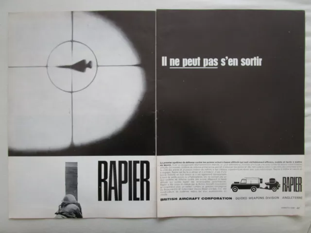 3/1967 Pub British Aircraft Missile Rapier Air Defense Land Rover French Ad