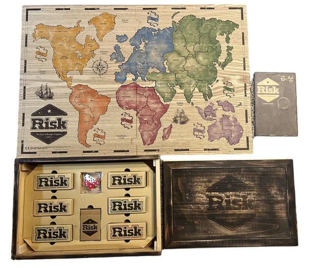 HASBRO RUSTIC RISK Wooden Collector Edition Board Game Antiqued