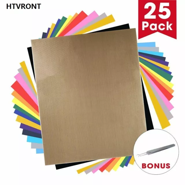 25 Feuille HTV Vinyle de Transfert de Chaleur 30x25cm Film Pour T-shirt Cricut