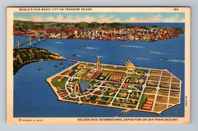 San Francisco Bay CA-California, World's Fair Magic City, Vintage Postcard