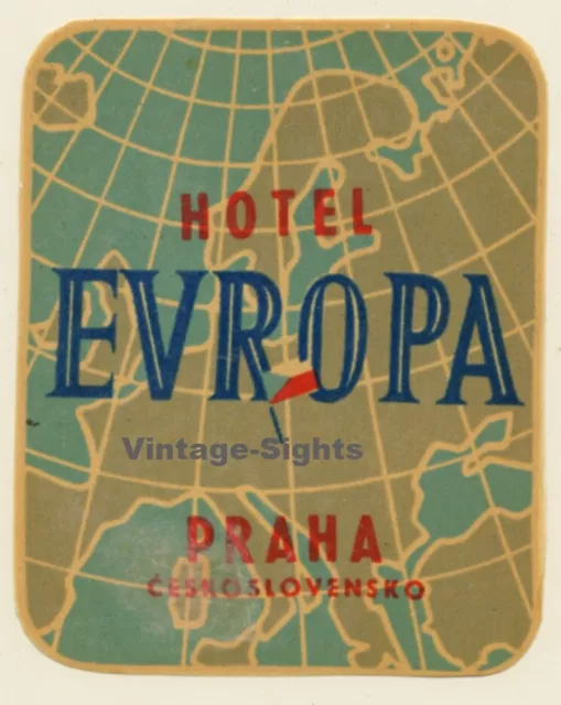 Prague / Czech Republic: Hotel Europa - Praha (Vintage Luggage Label)