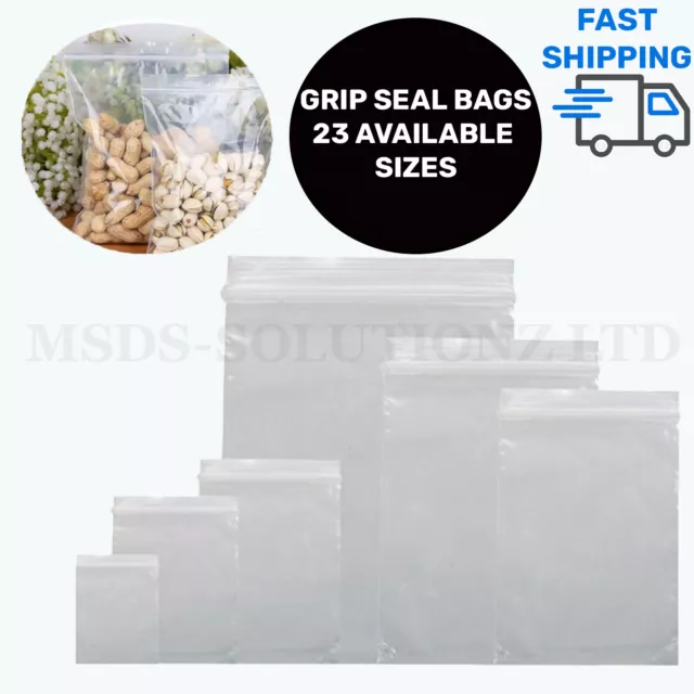 Zipper Bags Self Resealable Clear Polythene Grip Seal Bags Poly Plastic Zip Lock