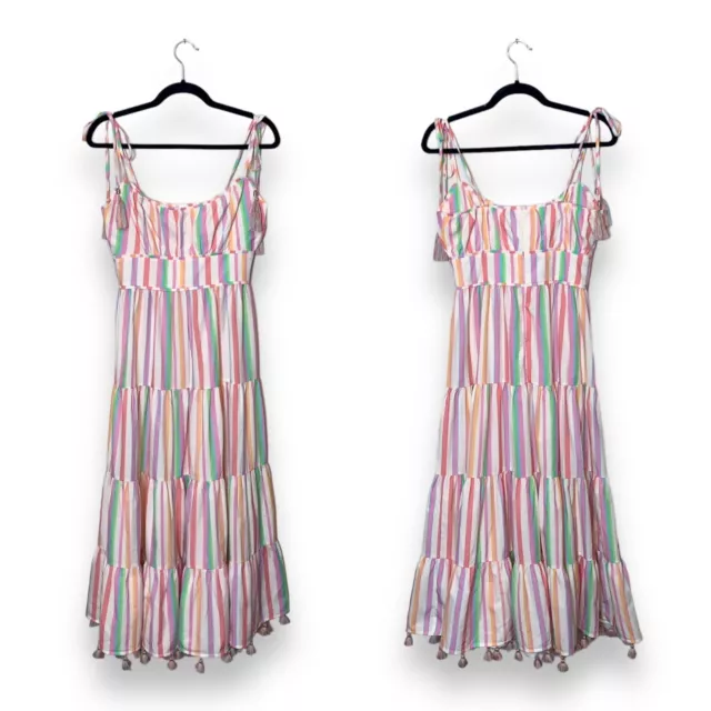 CHICWISH Rainbow Candies Stripes Maxi Dress Size S 2