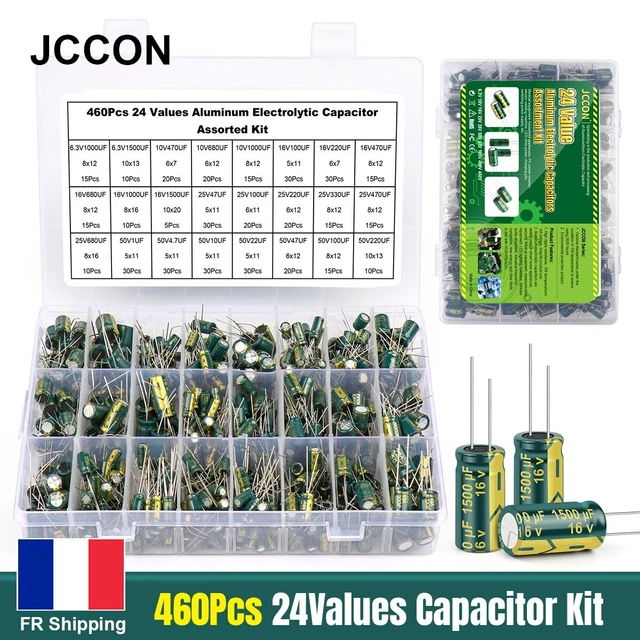 Kit d'assortiment de Condensateurs Electrolytiques en Aluminium, JCCON