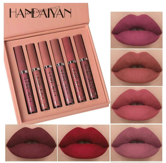 6 pz/set rossetto liquido lucido di lunga durata smaltato