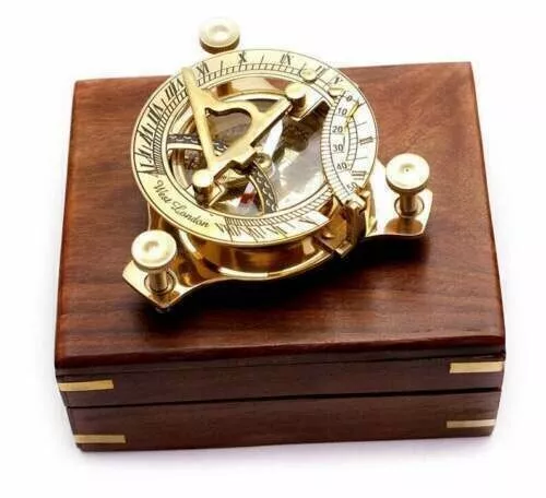 Brass Marine Nautical Sundial Compass West London Maritime With Anchor Box Gift