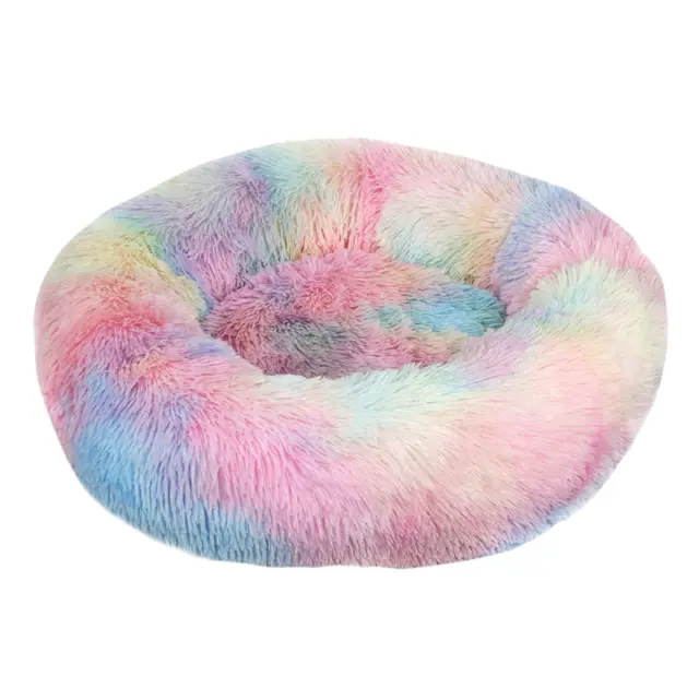 Donut Plush Pet Dog Cat Bed Fluffy Soft Warm Calming Bed Sleeping Kennel Sofa 3