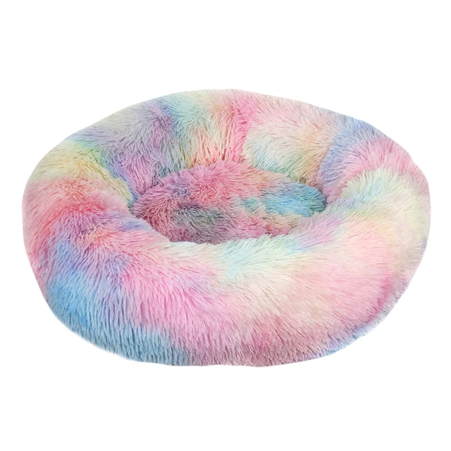 The Original Calming Donut Best  Pet Cat Bed  Dog Bed Mat in Shag lux fur 3