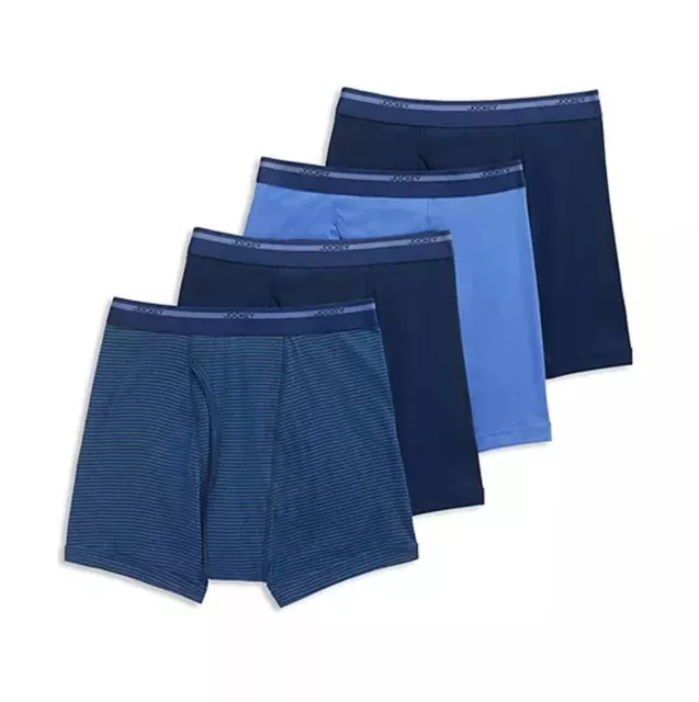 Jockey 4 pair Men's M 32 34 Full Rise Boxer Briefs Cotton Blue Navy Staycool