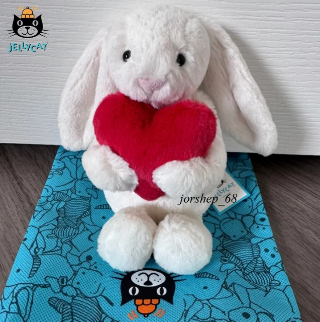 Red Colour Rabbit Teddy JELLYCAT 31CM BASHFUL Red Love Heart Bunny Plush Toy NWT Stuffed ...