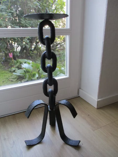Alter KERZENSTÄNDER aus Schmiedeeisen schwer 5 kg Handarbeit 56cm Handwerkskunst