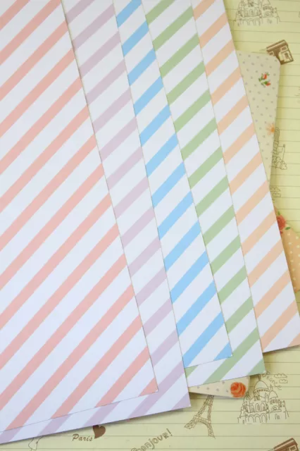 Mini Pastel Stripes Gingham Card Stock 250gsm check pattern journaling  cardstock