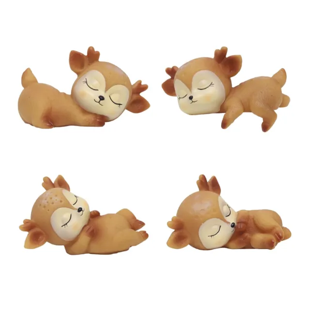 4 Stück Schöne schlafende Hirschfiguren Kawaii Ornamente Kinder Spielzeug
