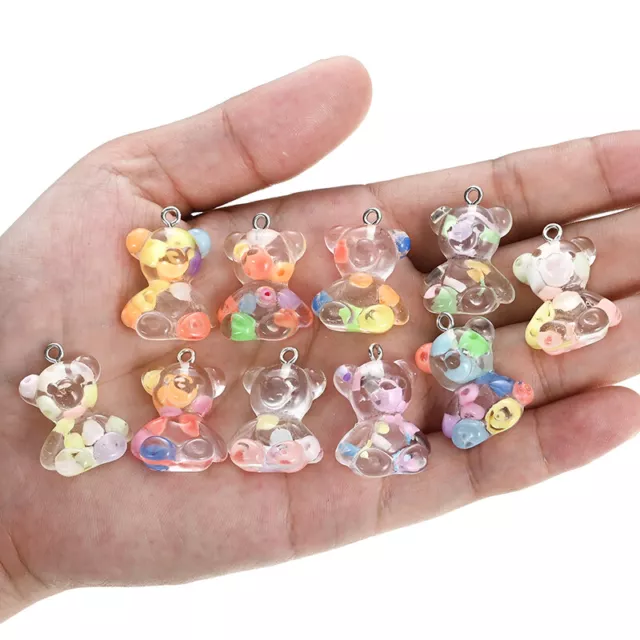 10Pcs Kawaii Resin Little Bear Charms Pendants For DIY Necklace Earring Jewelry