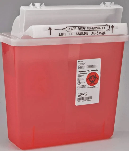 Covidien 5 QUART SHARPS CONTAINER with Lid Red 8507SA   20 containers