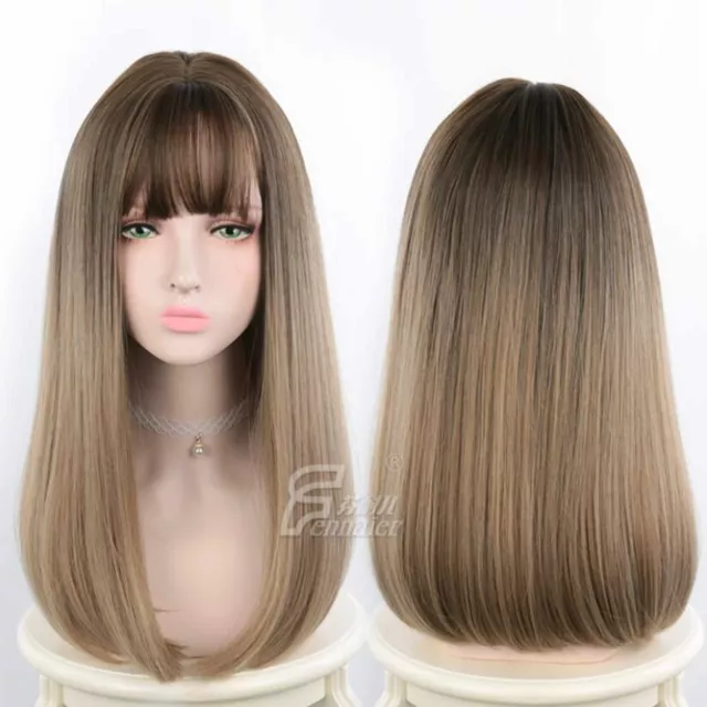 Party mask gradient color long straight hair cosplay wig High Quality Cosplay