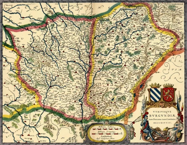 Reproduction carte ancienne - Bourgogne XVIIè