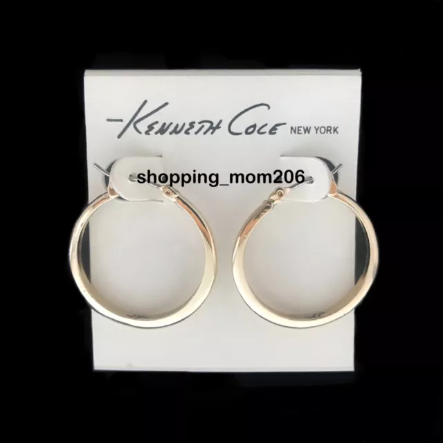 Kenneth Cole Gold Tone Hoop Earrings 1"