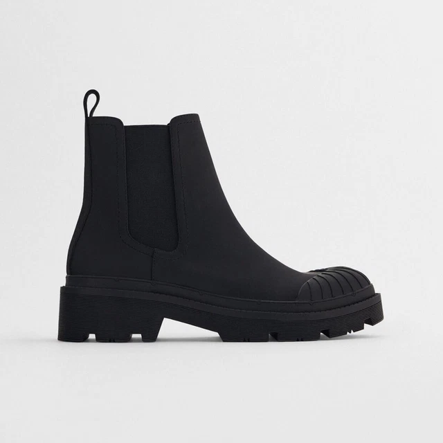 ZARA FLAT ELASTIC Ankle Boots with Track Sole TRF Size 6 BNWT