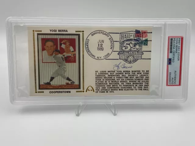 1989 YOGI BERRA AUTO PSA Signed FIRST DAY COVER FDC Autograph NY YANKEES HOF