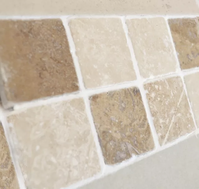 Bexton Beige Cream Square  REAL Tumbled Stone Tile Mosaic or Border Full Sheet