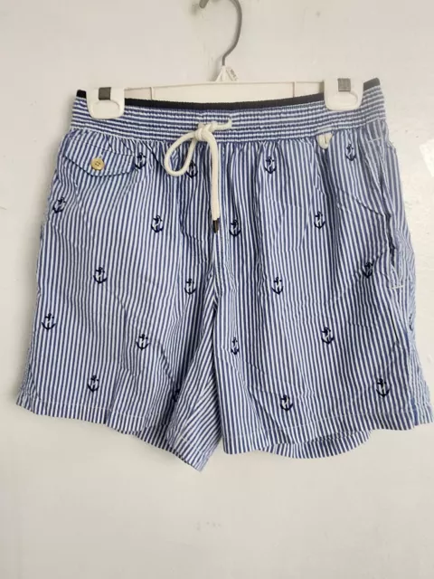 polo ralph lauren Mens Anchor Print Swim Trunks Blue Check Size M