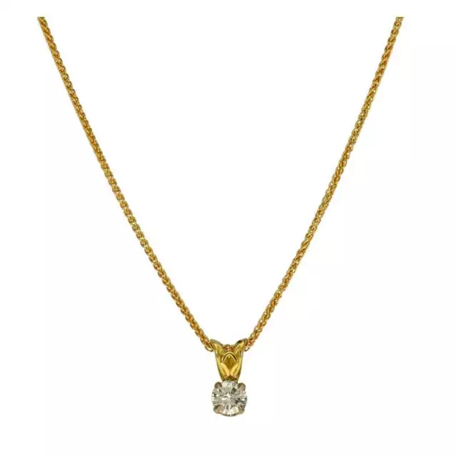 Ladies 18ct Yellow Gold Diamond Solitaire Pendant & 18" Chain