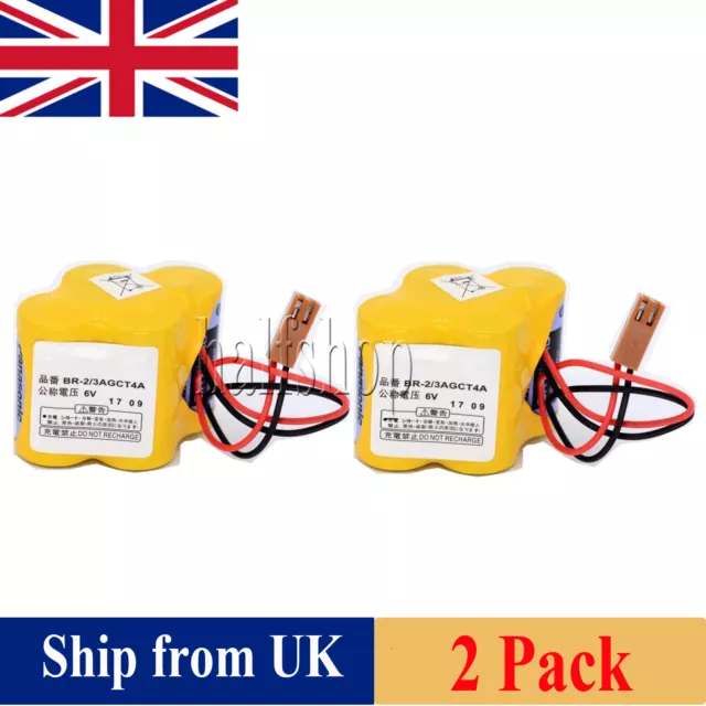 New 6V 4400mAh BR-2/3AGCT4A Battery for Fanuc A98L-0031-0025 +Plug UK Stock