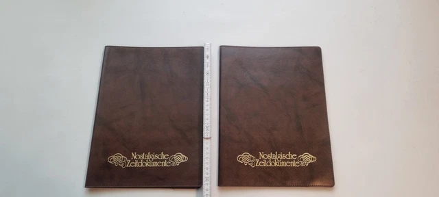 2 Stück Echtleder Dokumentenmappe mit Schriftzug "Nostalgische Zeitdokumente"