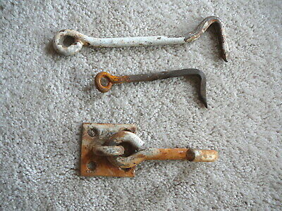 3 - Antique Salvaged Hooks - Barn Shed Door Gate - Twisted Straight Mounted
