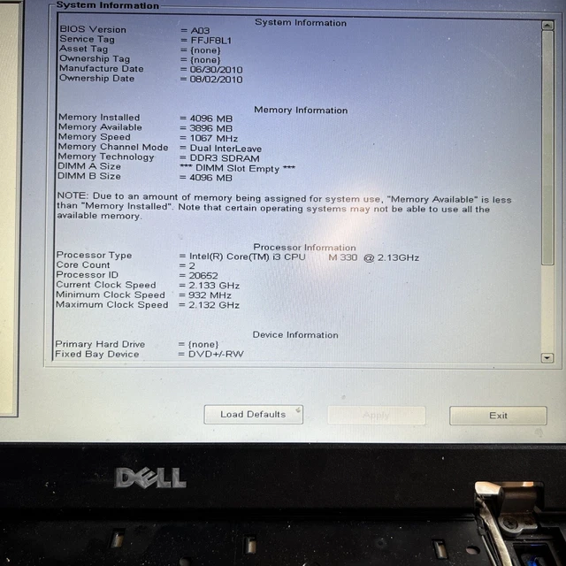 Carte Mère Dell Latitude E5510 (P05F) - Fonctionnelle - Occasion