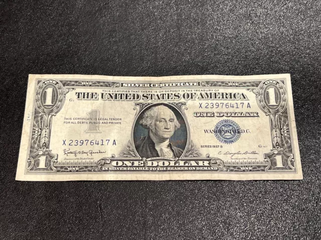 Series 1957 B RARE Dollar Bill Blue Seal Silver Certification - X 23976417 A
