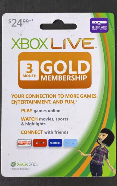 Microsoft - Xbox 360 Live 3 Month Gold Membership Card - XBOX  **READ**