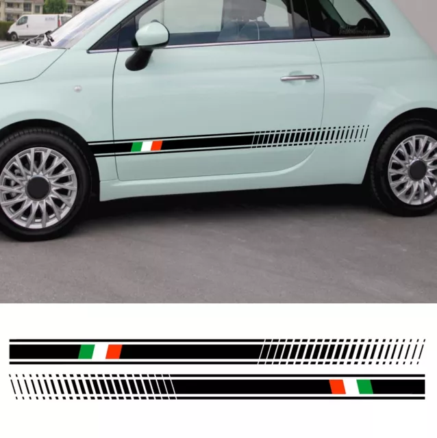 Adesivi Stickers Fasce sotto porta Italia per  FIAT 500 auto tuning sport 2