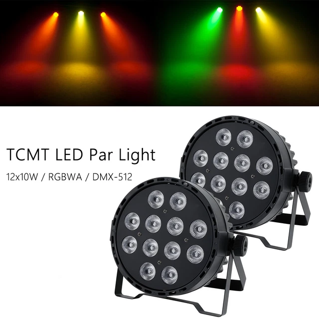 2Pcs RGBWA LED Par Light 120W DMX Stage Lighting Show Party DJ Par 64 Light