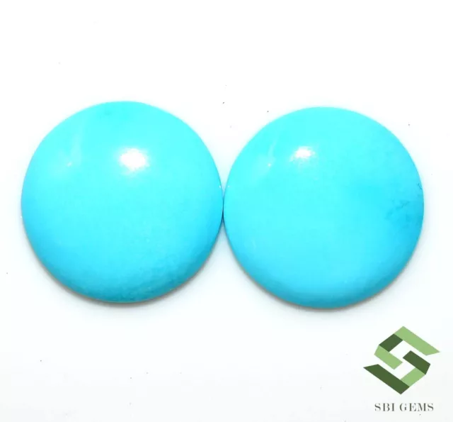 15 mm Natural Sleeping Beauty Turquoise Round Cabochon Pair 11.65 Cts Loose Gems