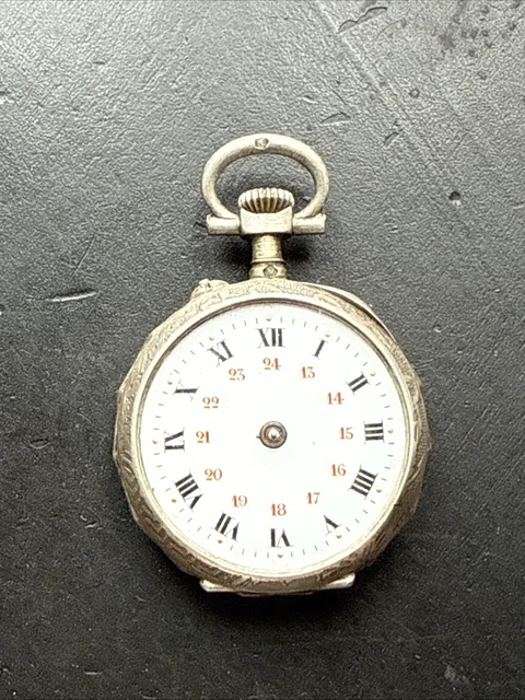Ancienne Montre Gousset Argent Massif - Mécanique à Remontoir, Style Art Nouveau, Pour Pièces Ou Collection