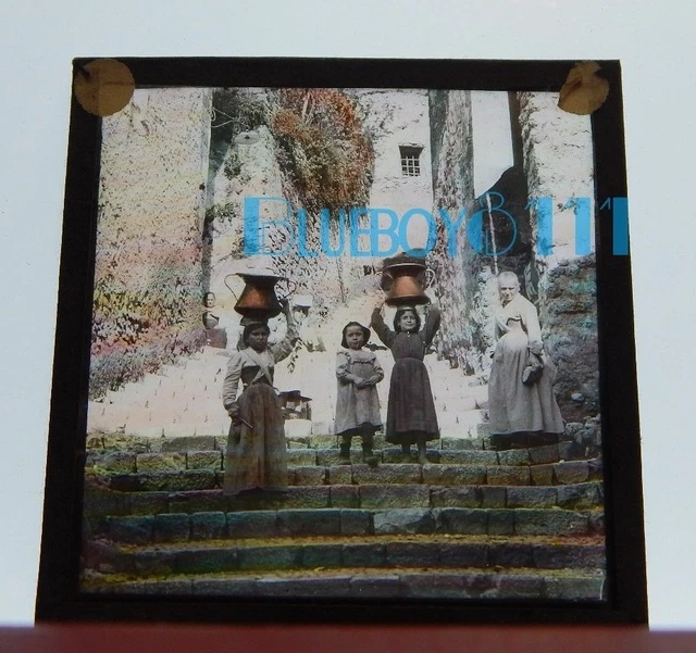 Water Carriers Algeria 1900's Glass Slide lantern Photograph v2