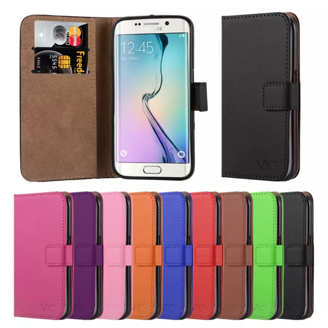 Galaxy S6 edge Phone Case Leather Wallet Flip Folio Stand Cover for Samsung